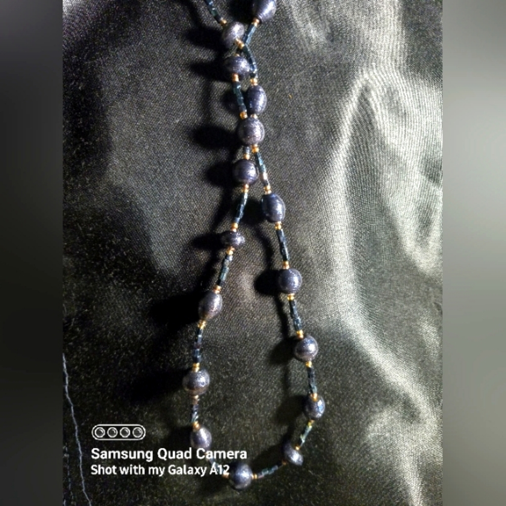 Dark Blue Stone Magnet-Close Necklace